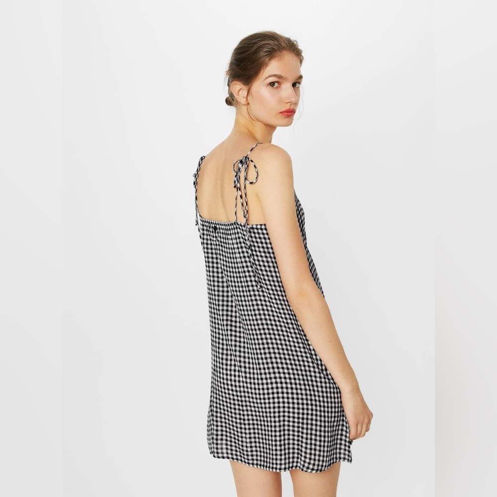 Billabong Sweet Pie Black and White Gingham Tie-Front Dress - Picture 3 of 5